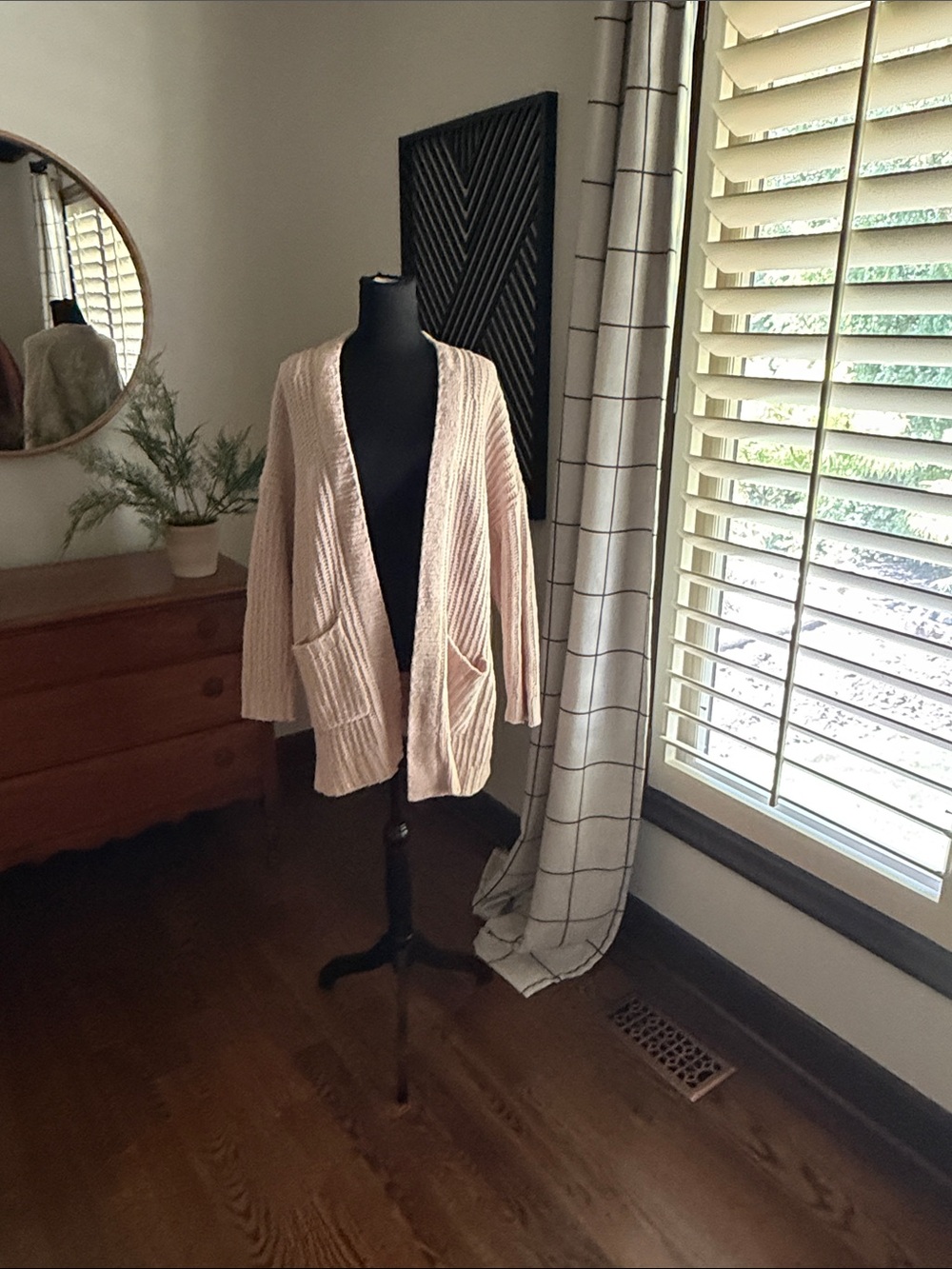 American Eagle Outfitters cream Open-Front Knit Cardigan medium